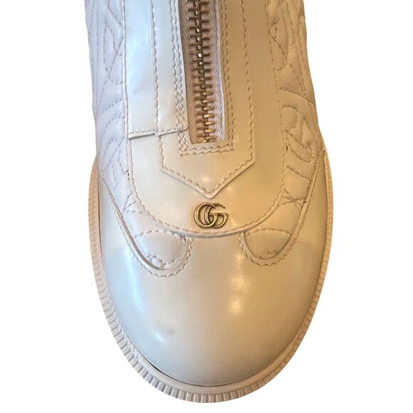 Gucci Women's G Rhombus Leather Mid-Heel Ankle Boots Size 42 NEW - Picture 13 of 16